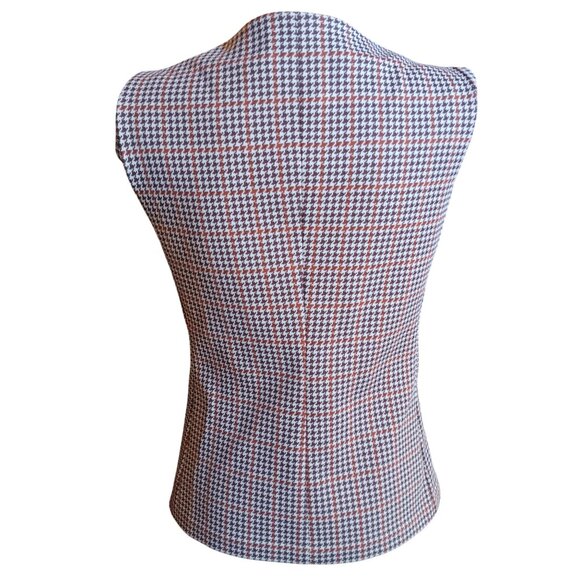 1OF1 Medium Vintage 1970's Houndstooth Sleeveless Button-Side Top Handmade Mom - Picture 4 of 6